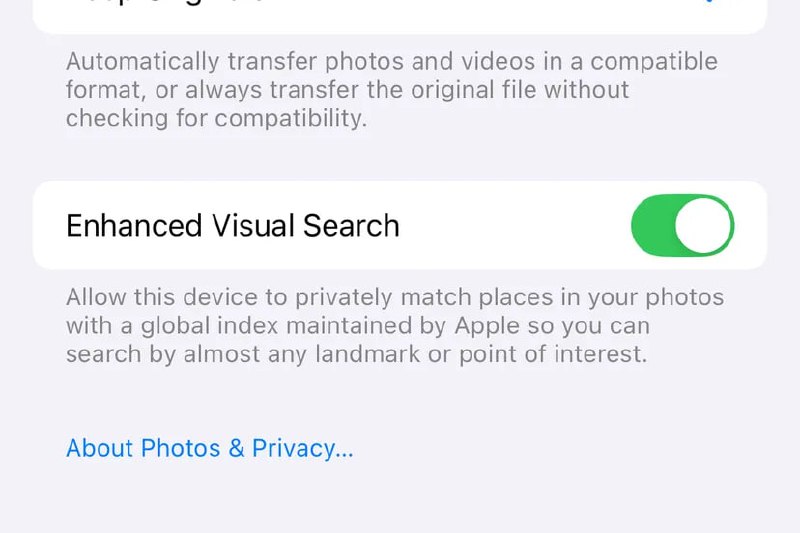 Apple активировала функцию отправки данных с фотографий в iOS 18