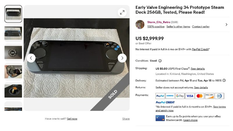 Ранее устройство Steam Deck выставлено на eBay за $3000