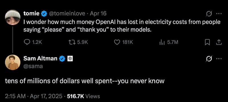 Затраты OpenAI на вежливость в чат-ботах и их оправданность