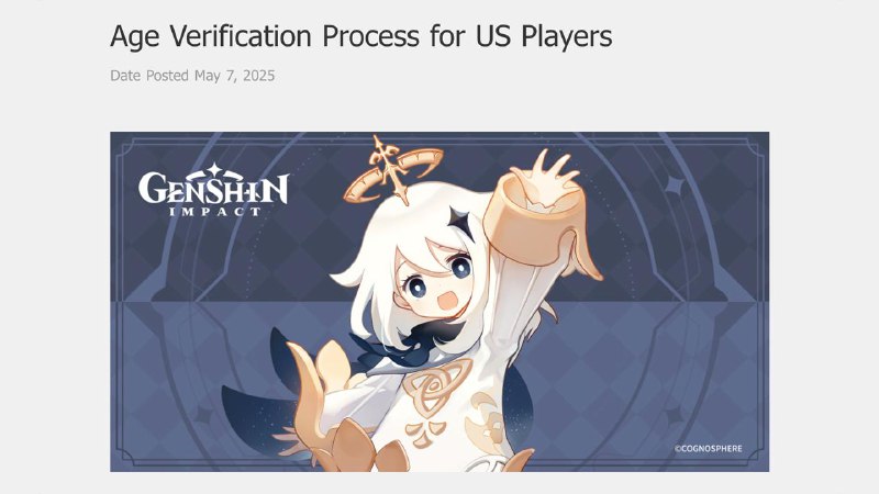 Введение обязательной проверки возраста в Genshin Impact для США