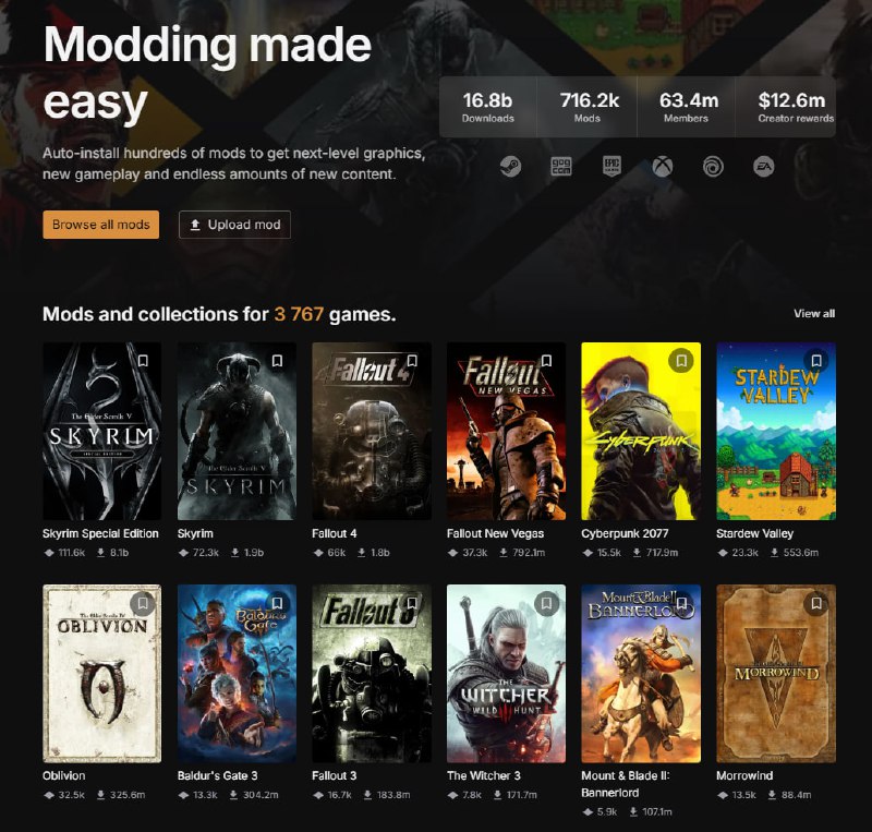 Новый этап для платформы Nexus Mods: смена владельца и история развития
