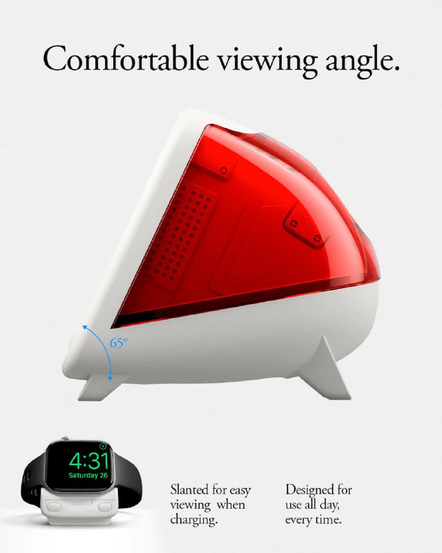 Восстановленная классика: миниатюрная подставка для зарядки Apple Watch в стиле iMac G3