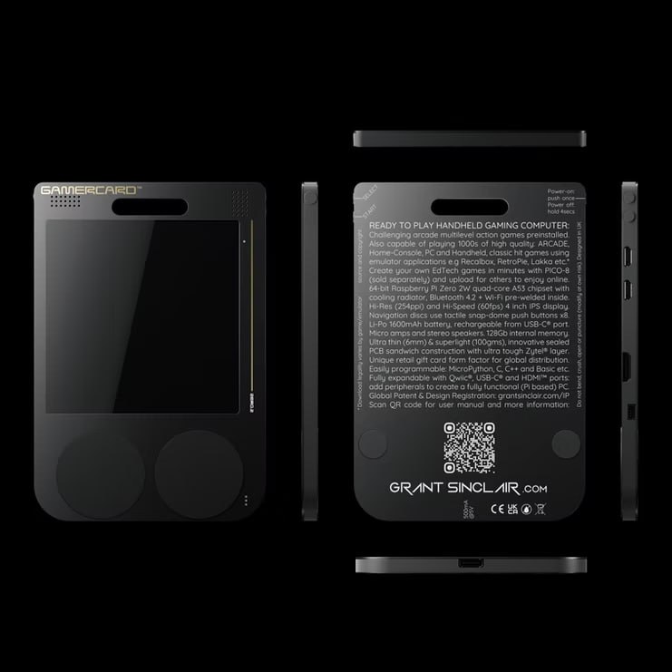 Компактная портативная консоль GamerCard на базе Raspberry Pi Zero 2W