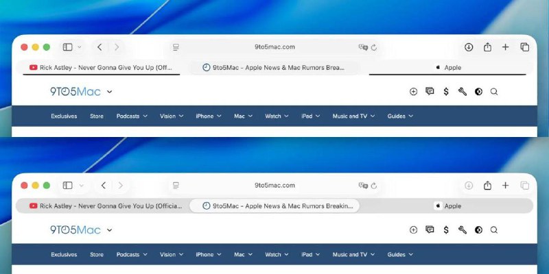 Обновление macOS Tahoe 26 beta 3 улучшает отображение вкладок