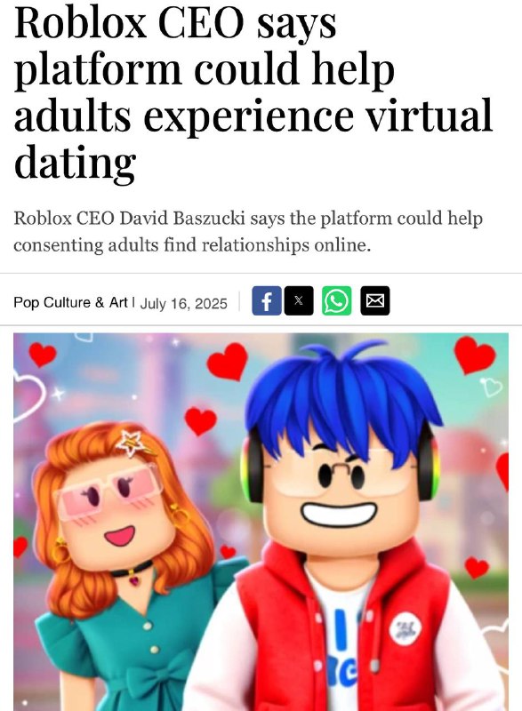 Roblox станет платформой для виртуальных знакомств с ограничением по возрасту